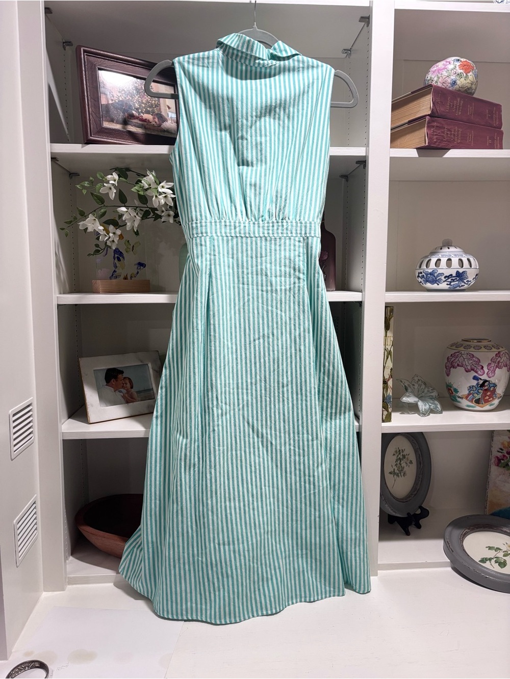 Duffield Lane Green and White Striped Shirt Dress - Picture 6 of 8